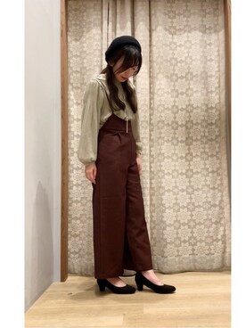「ピスタチオ」｜「アイテム（ハンチング/ベレー帽）」を使った、yuuuboooさん（レディース・158cm）の秋コーディネート