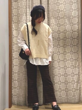 「セットアイテム」｜「アイテム（ハンチング/ベレー帽）」を使った、yuuuboooさん（レディース・158cm）の秋コーディネート