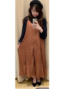 「サテンキャミワンピ」｜yuuuboooさん（レディース・158cm）の秋コーディネート