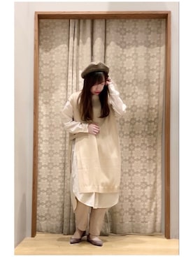 「earth music&ecology（アースミュージックアンドエコロジー）のリバーシブベレー帽 ＊（ハンチング/ベレー帽）」を使った、yuuuboooさん（レディース・158cm）の秋コーディネート