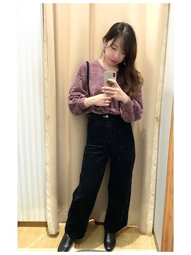 「earth music&ecology（アースミュージックアンドエコロジー）のORiental TRaffic スクエアトウブーツ ＊（ブーツ）」を使った、yuuuboooさん（レディース・158cm）の秋コーディネート