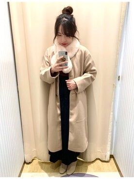 「earth music&ecology（アースミュージックアンドエコロジー）のアイテム（ノーカラージャケット）」を使った、yuuuboooさん（レディース・158cm）の秋コーディネート