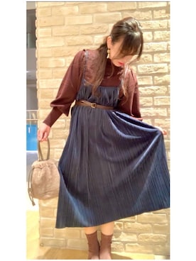 「earth music&ecology（アースミュージックアンドエコロジー）のアイテム（ベルト）」を使った、yuuuboooさん（レディース・158cm）の秋コーディネート