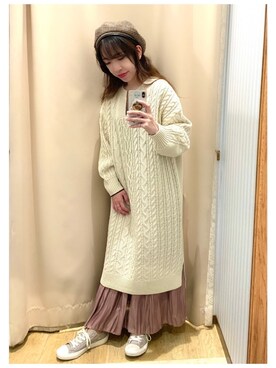 「earth music&ecology（アースミュージックアンドエコロジー）のリバーシブベレー帽 ＊（ハンチング/ベレー帽）」を使った、yuuuboooさん（レディース・158cm）の秋コーディネート