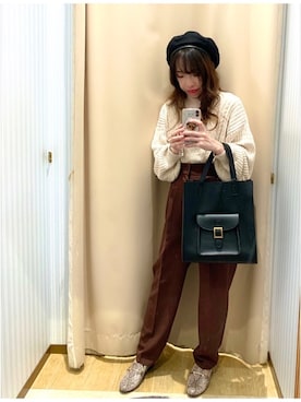 「earth music&ecology（アースミュージックアンドエコロジー）のリバーシブベレー帽 ＊（ハンチング/ベレー帽）」を使った、yuuuboooさん（レディース・158cm）の秋コーディネート