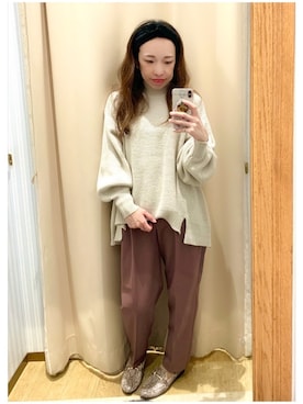 「earth music&ecology（アースミュージックアンドエコロジー）のORiental TRaffic ビットローファー ＊（パンプス）」を使った、yuuuboooさん（レディース・158cm）の秋コーディネート