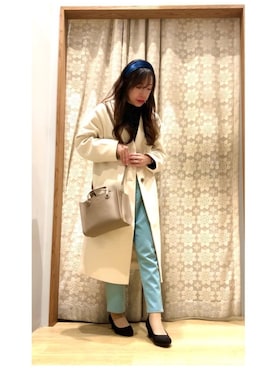 「ミントグリーン」｜「アイテム（ノーカラージャケット）」を使った、yuuuboooさん（レディース・158cm）の秋コーディネート