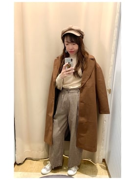 「earth music&ecology（アースミュージックアンドエコロジー）のアイテム（その他アウター）」を使った、yuuuboooさん（レディース・158cm）の秋コーディネート