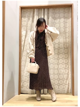 「earth music&ecology（アースミュージックアンドエコロジー）のORiental TRaffic スクエアトウブーツ ＊（ブーツ）」を使った、yuuuboooさん（レディース・158cm）の秋コーディネート