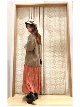 「テラコッタ」｜「アイテム（キャップ）」を使った、yuuuboooさん（レディース・158cm）の秋コーディネート