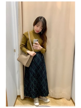 「earth music&ecology（アースミュージックアンドエコロジー）のアイテム（トートバッグ）」を使った、yuuuboooさん（レディース・158cm）の冬コーディネート