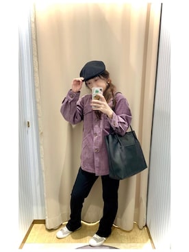 「ハンチング」｜「アイテム（キャップ）」を使った、yuuuboooさん（レディース・158cm）の冬コーディネート