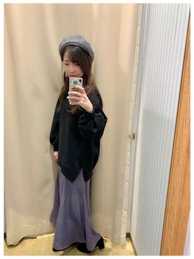 「earth music&ecology（アースミュージックアンドエコロジー）のリバーシブベレー帽 ＊（ハンチング/ベレー帽）」を使った、yuuuboooさん（レディース・158cm）の冬コーディネート