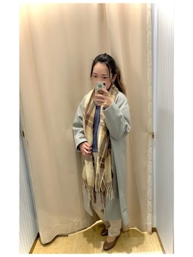 「earth music&ecology（アースミュージックアンドエコロジー）のアイテム（マフラー）」を使った、yuuuboooさん（レディース・158cm）の冬コーディネート