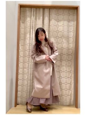 「earth music&ecology（アースミュージックアンドエコロジー）のアイテム（チェスターコート）」を使った、yuuuboooさん（レディース・158cm）の冬コーディネート