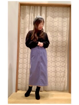 「袖ボリューム」｜「アイテム（ハンチング/ベレー帽）」を使った、yuuuboooさん（レディース・158cm）の冬コーディネート