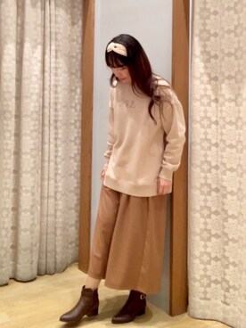「キュロット」｜「アイテム（スウェット）」を使った、yuuuboooさん（レディース・158cm）の冬コーディネート