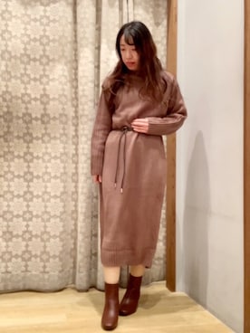 「earth music&ecology（アースミュージックアンドエコロジー）のORiental TRaffic スクエアトウブーツ ＊（ブーツ）」を使った、yuuuboooさん（レディース・158cm）の冬コーディネート