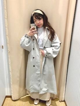 「earth music&ecology（アースミュージックアンドエコロジー）のアイテム（トレンチコート）」を使った、yuuuboooさん（レディース・158cm）の冬コーディネート