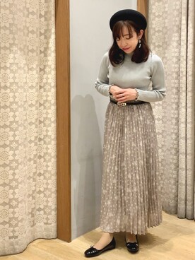 「リブニット」｜「アイテム（ハンチング/ベレー帽）」を使った、yuuuboooさん（レディース・158cm）の春コーディネート