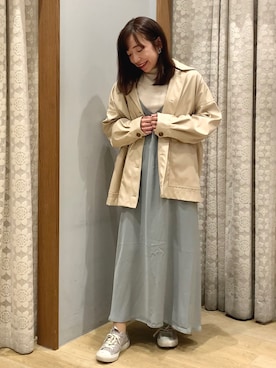 「リブT」｜「アイテム（ジャケット/アウター）」を使った、yuuuboooさん（レディース・158cm）の春コーディネート