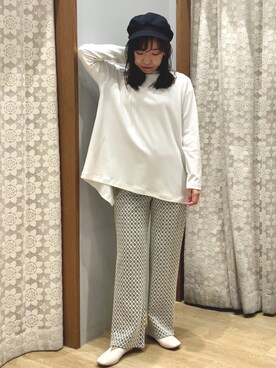 「earth music&ecology（アースミュージックアンドエコロジー）のアイテム（キャスケット、ブラック系）」を使った、yuuuboooさん（レディース・158cm）の春コーディネート