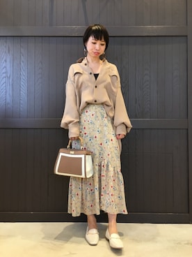 「CURRENTAGE（カレンテージ）のアイテム（トップス）」を使った、okanoさん（レディース・156cm）の春コーディネート