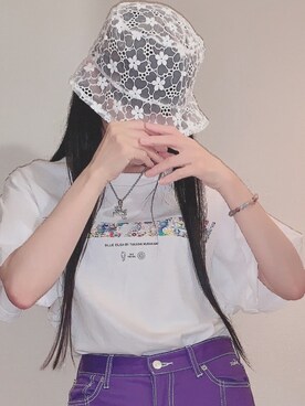「FEKETE（フェケテ）のアイテム（帽子）」を使った、くぅさん（レディース・164cm）の夏コーディネート