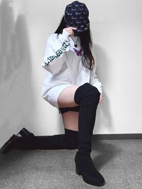 「ハンチング」｜「アイテム（ワンピース）」を使った、くぅさん（レディース・164cm）の冬コーディネート