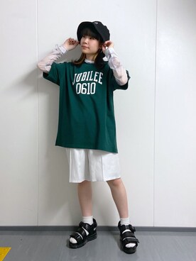 「PBLIM（ページボーイリム）の【PAGEBOYLIM】シアータートルインナー（Tシャツ/カットソー）」を使った、ノザキさん（レディース・152cm）の夏コーディネート