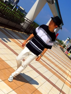「Confirm（コンファーム）のアイテム（帽子）」を使った、コンファーム・イルズ 泉南さん（メンズ・175cm）の夏コーディネート