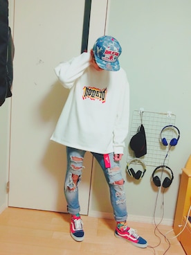 「8seconds（エイトセカンズ）のアイテム（スウェット）」を使った、ﾊｼﾓﾄさん（メンズ・174cm）の冬コーディネート