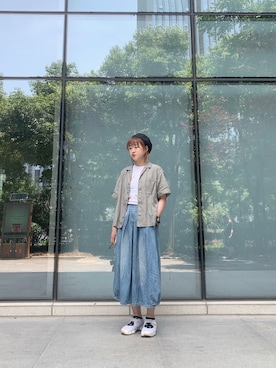 「休闲」｜「アイテム（ハンチング/ベレー帽）」を使った、rororozzさん（レディース・160cm）の夏コーディネート