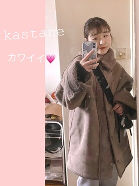 「休闲」｜「アイテム（その他アウター）」を使った、rororozzさん（レディース・161cm）の冬コーディネート