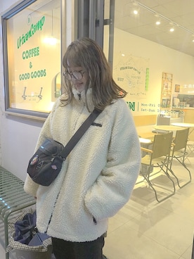「休闲」｜「アイテム（ブルゾン）」を使った、rororozzさん（レディース・161cm）の冬コーディネート