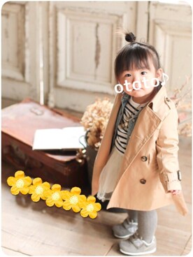 「abcd（ナシ）のアイテム（ジャケット/アウター）」を使った、おと♪さん（キッズ・80cm）の冬コーディネート