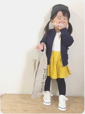 「petit main（プティマイン）のアイテム（その他アウター）」を使った、おと♪さん（キッズ・80cm）の秋コーディネート