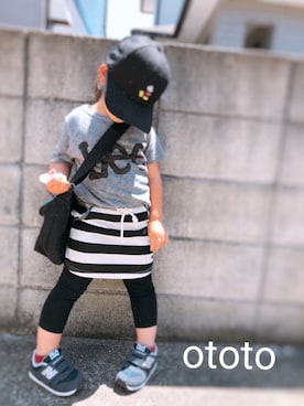「Lee（リー）のアイテム（Tシャツ/カットソー）」を使った、おと♪さん（キッズ・90cm）の夏コーディネート