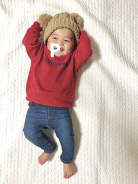 「CONVERSE（コンバース）のアイテム（スウェット）」を使った、おと♪さん（キッズ・100cm）の秋コーディネート