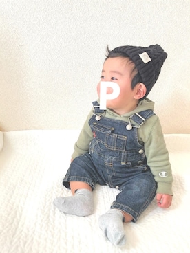 「Levi's（リーバイス）のアイテム（オールインワン・サロペット）」を使った、おと♪さん（キッズ・100cm）の冬コーディネート