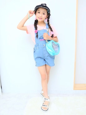 「スポサン」｜「アイテム（キャスケット）」を使った、りりか＆じゅりあさん（キッズ・123cm）の夏コーディネート