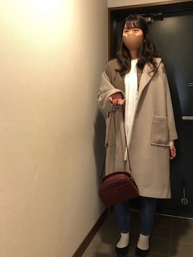 「サマンサモスモス」｜「アイテム（チェスターコート）」を使った、nareさん（レディース・169cm）の冬コーディネート
