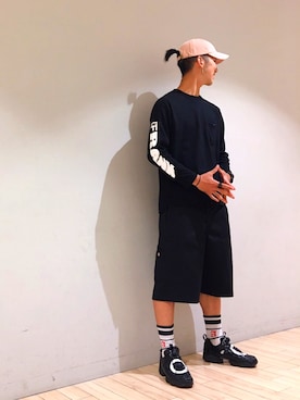 「JUNRED（ジュンレッド）のアイテム（キャップ）」を使った、SHOYAさん（メンズ・180cm）の春コーディネート