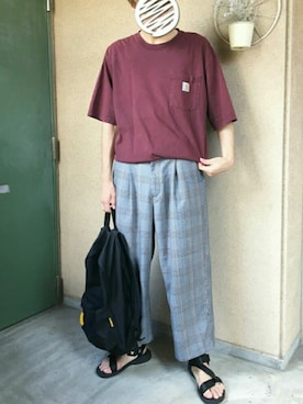 「youthloser」｜「アイテム（スラックス）」を使った、つぐ吉さん（メンズ・170cm）の秋コーディネート
