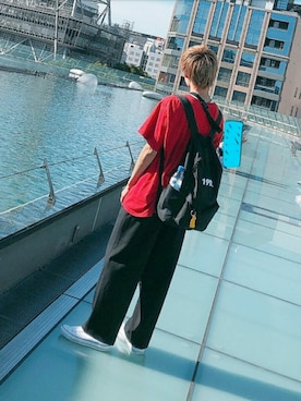 「youthloser」｜「アイテム（スラックス）」を使った、つぐ吉さん（メンズ・170cm）の秋コーディネート