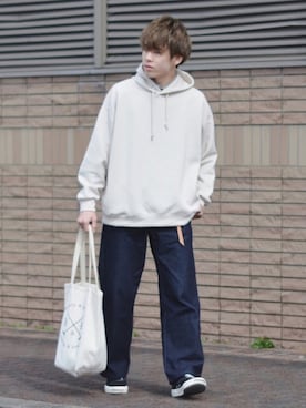 「Adoon plain（アドーンプレーン）のアイテム（パンツ）」を使った、つぐ吉さん（メンズ・172cm・20代）の冬コーディネート