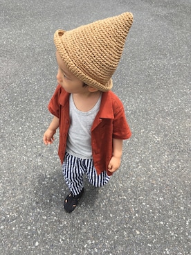 「devirock（デビロック）のオープンカラーシャツ（シャツ/ブラウス）」を使った、tiinさん（キッズ・90cm）の夏コーディネート