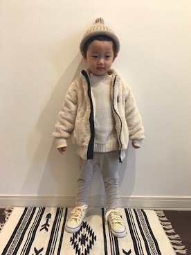 「BRANSHES（ブランシェス）のアイテム（その他アウター）」を使った、tiinさん（キッズ・90cm）の冬コーディネート