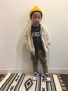 「BRANSHES（ブランシェス）のアイテム（その他アウター）」を使った、tiinさん（キッズ・90cm）の冬コーディネート