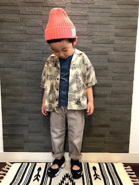 「アロハシャツ」｜tiinさん（キッズ・100cm）の夏コーディネート